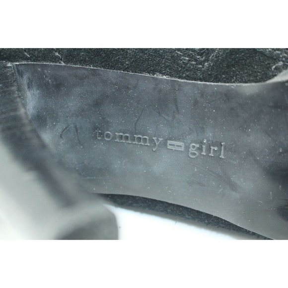 Tommy Girl Ankle Boots Womens 10 Black Suede Steampunk Zip Side Stiletto Heel - Picture 8 of 8